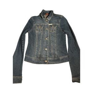 Women’s Denim Trucker Jacket Hollister Company Size Large Excellent